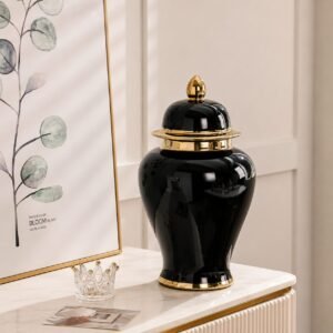 Schwarze Keramik-Ingwerdose Vase