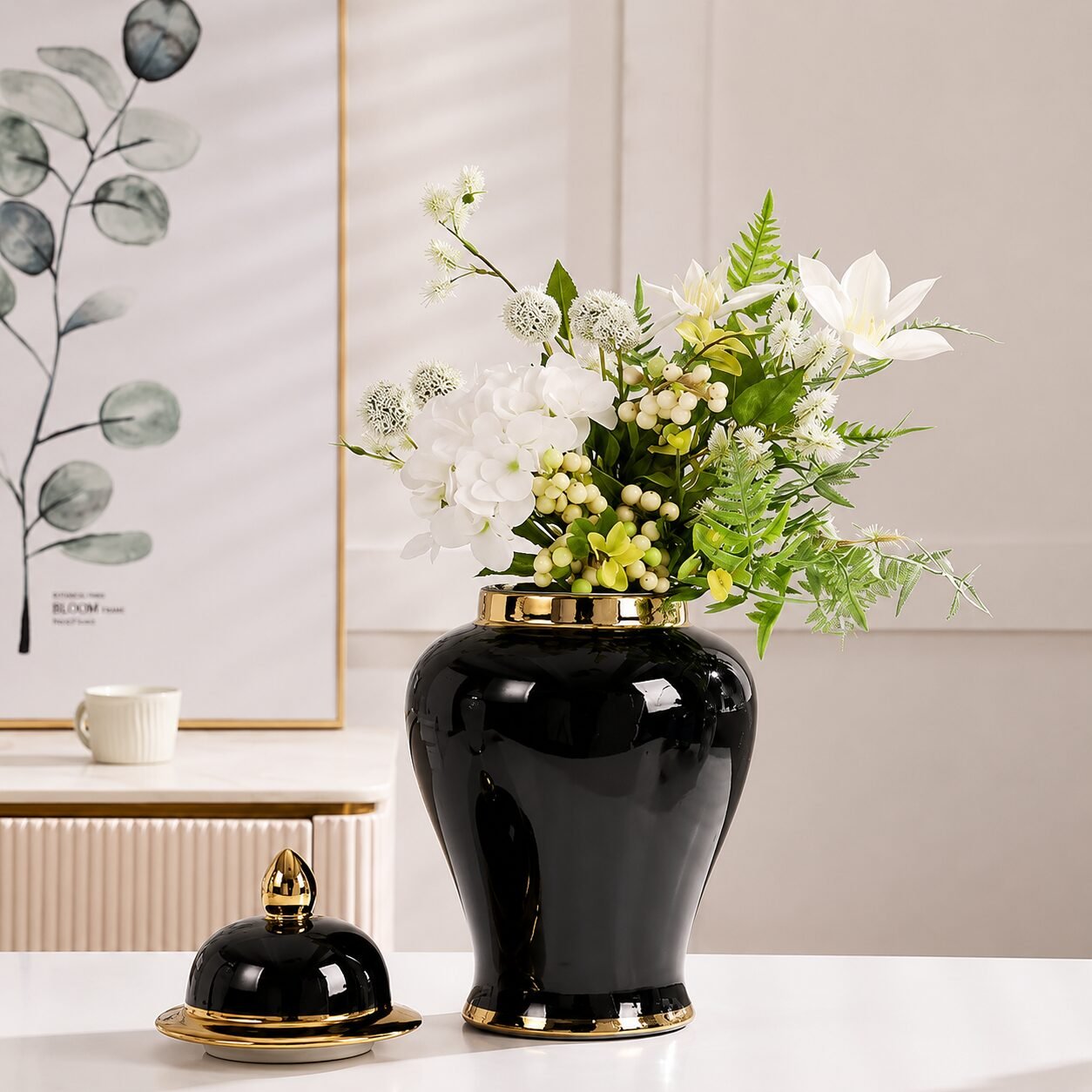 Schwarze Keramik-Ingwerdose Vase - Image 2
