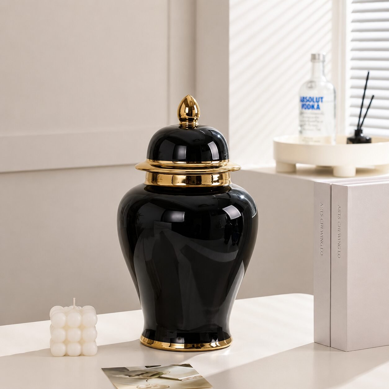 Schwarze Keramik-Ingwerdose Vase - Image 3