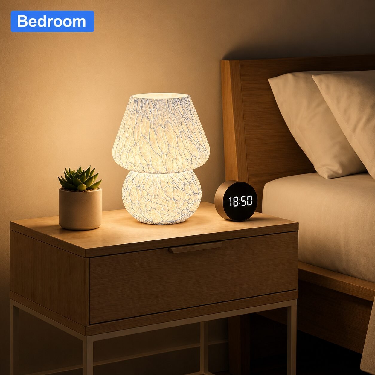 Kabellose Glas-Pilz-Tischlampe - Image 2
