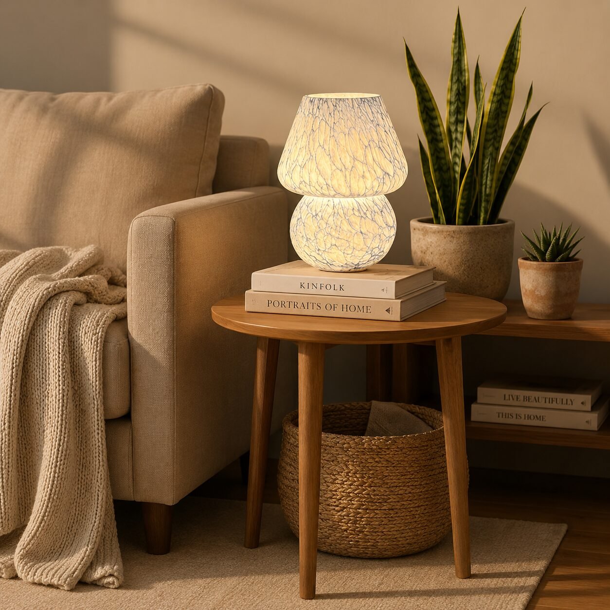 Kabellose Glas-Pilz-Tischlampe - Image 3