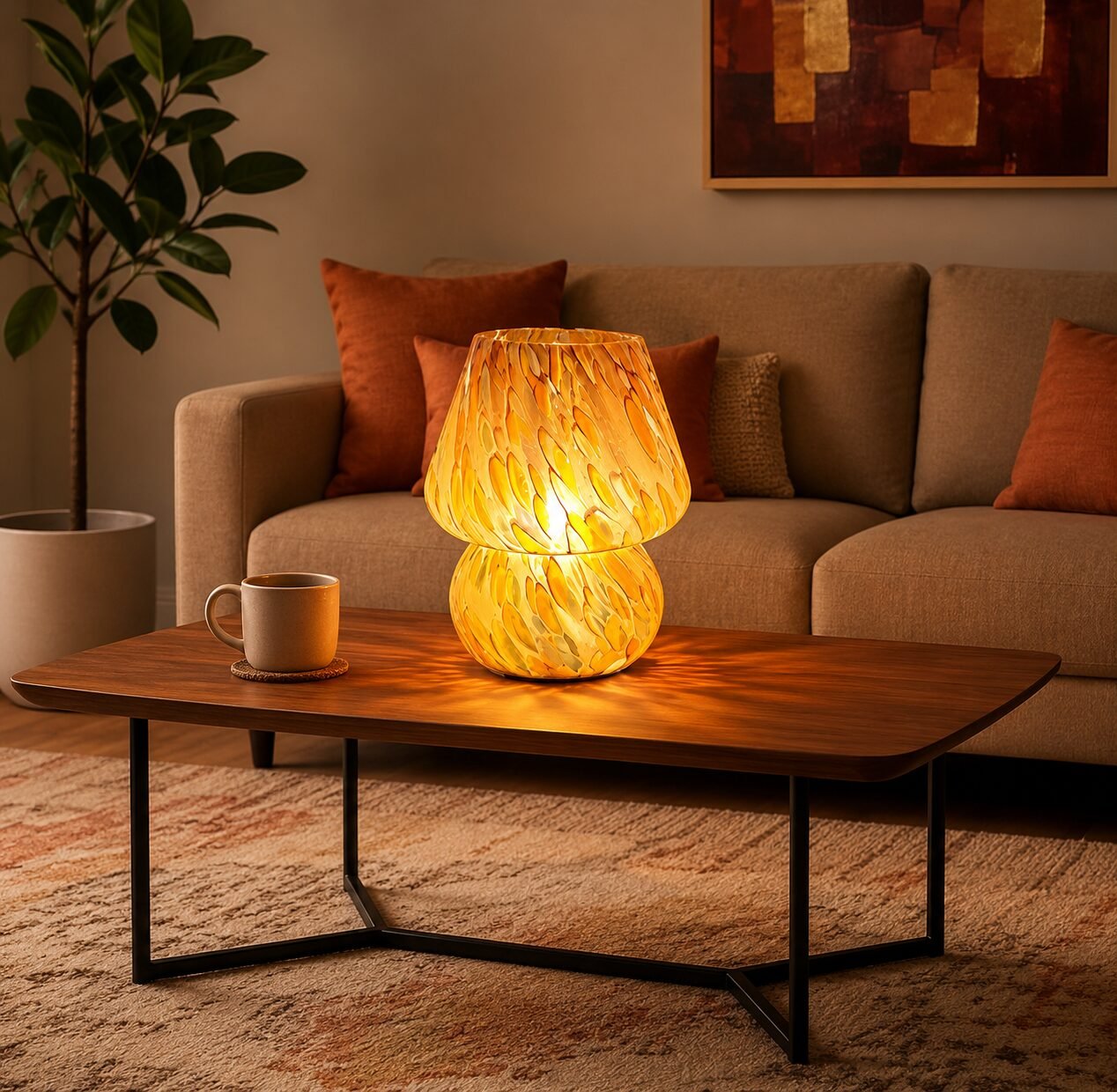 Kabellose Glas-Pilz-Tischlampe - Image 4