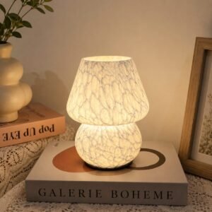 Kabellose Glas-Pilz-Tischlampe