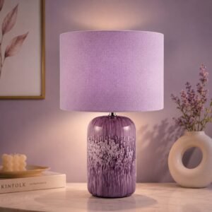 Lila Glas-Tischlampe