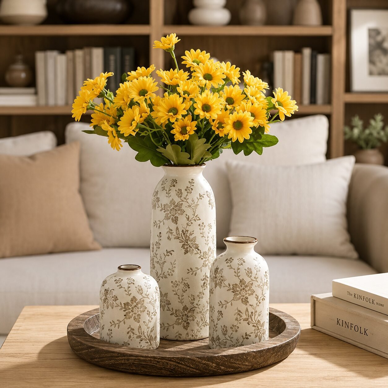 Vintage florales Keramikvasen-Set - Image 5