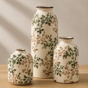 Vintage florales Keramikvasen-Set
