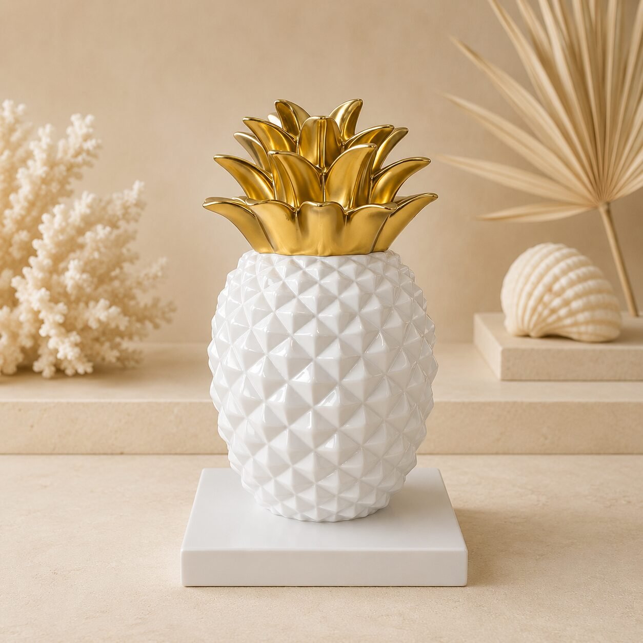 Weiße Goldene Ananas-Buchstützen