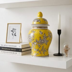 Gelbe florale Keramik-Ingwerdose
