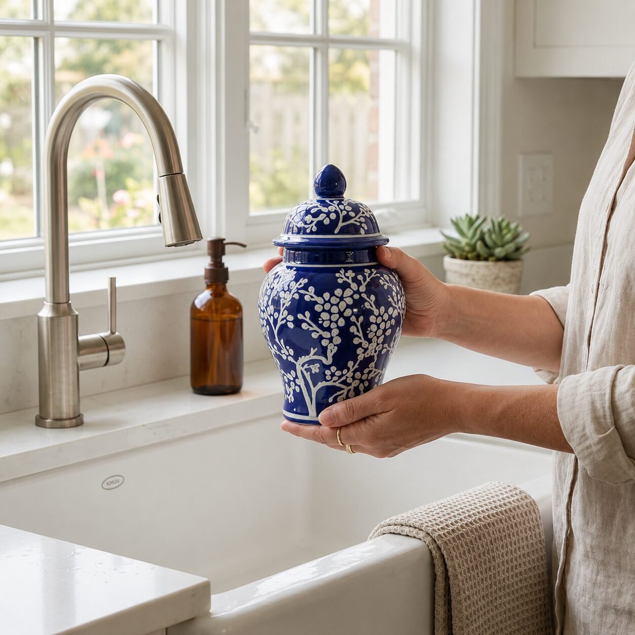 Gelbe florale Keramik-Ingwerdose - Image 6